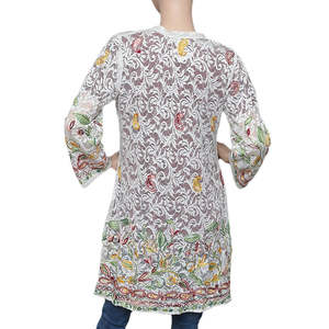 เสื้อผู้หญิงปักลายตาข่าย 2 ชิ้น - สีขาวและสีแดงเลือดหมู - Product Image 3