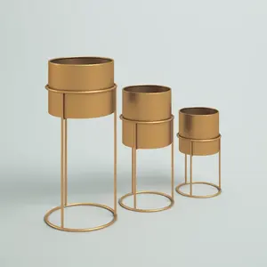 Jardinières Troly En Plaqué Or Fini Personnalisé À La Main Décor À La Maison moderne vase sol jardin plante Intérieur Extérieur Décor - Product Image 2