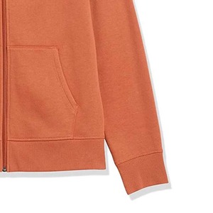 Sudadera con capucha personalizada para hombre, 100% algodón, gruesa, de corte holgado, estilo urbano, con cremallera, color naranja. - Product Image 5