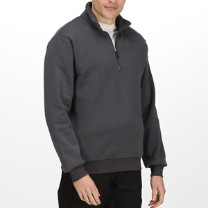 Sweat-shirt à col montant zippé pour homme Index Apparel, gris foncé uni, coupe classique, décontracté, automne, en molleton tricoté - Product Image 2