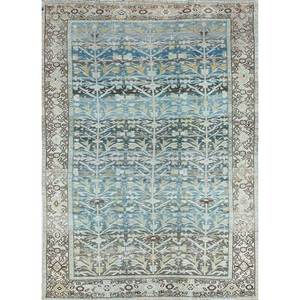 Viscaya Blue Hand Knotted Wool Rugs Floral Pattern 9x12 Rectangular Carpet for Home Living Room and <b>Car</b> <b>Decor</b> Pae-4033 - Product Image 1