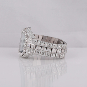 VVS Moissanite Luxe Entièrement Glacé Cadran en Verre Analogique Montre pour Homme Mouvement à Quartz Acier Inoxydable Hip Hop Rappeur - Product Image 2