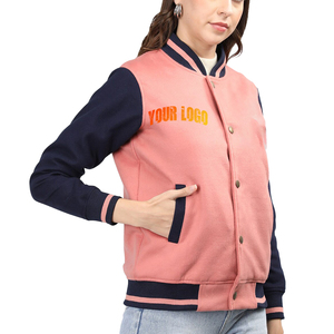 Veste à col montant Letterman de baseball universitaire pour femmes sur mesure tricotée avec broderie en chenille et logo imprimé - Product Image 6
