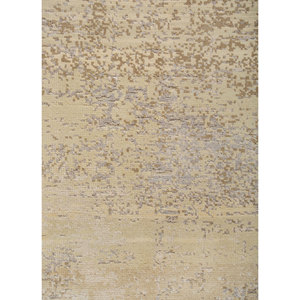 Alfombra Entropy Ivory de Lana y Seda Anudada a Mano AKWS-13052 con Patrón Abstracto para Uso Doméstico - Product Image 3