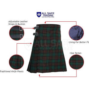 Kilt traditionnel fait à la main solide de huit verges pour hommes de qualité supérieure mélange de coton acrylique sangles en cuir robustes réglables pour les festivals - Product Image 4