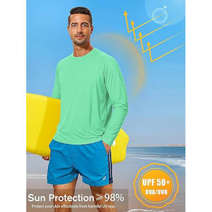 T-shirt de compression pour homme à manches longues anti-UV, séchage rapide, respirant, en tissu extensible Spandex/Polyester pour l'entraînement athlétique - Product Image 4