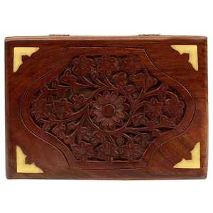 Boîte à bijoux en bois de cachemire sculptée à la main pour femmes cadeaux de nouveauté avec des sculptures en bois complètes - Product Image 6