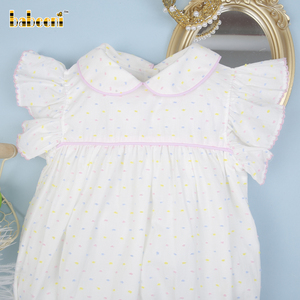 Conjunto de Romper con Estampado de Puntos en Colores Pastel para Bebés Niñas, Temporada de Primavera, 100% Algodón Orgánico, Certificado OEKO-TEX, No Tóxico, OEM ODM - Product Image 3