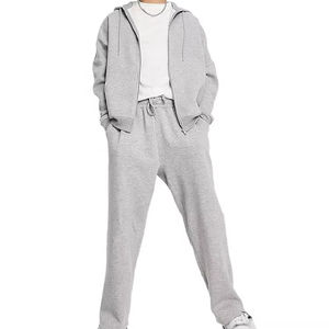 Conception personnalisée de haute qualité personnalisé confortable gris fermeture éclair survêtement survêtements Street-wear pantalons de survêtement et ensembles évasés à capuche - Product Image 6