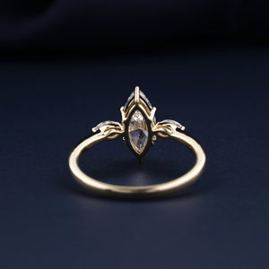 Bague de mariage classique en or blanc de haute qualité 1,0 carat, coupe marquise, trilogie trois pierres, diamant de laboratoire, cadeau de fiançailles - Product Image 3