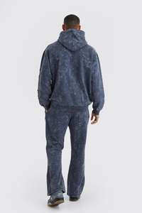 Unisex Custom 100% Cotton Two-Piece Track Suit <b>Cropped</b> Hoodie Flare Sweat <b>Pants</b> Set Screen for Puff Print Plus Size Winter - Product Image 3