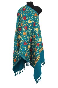 Mantón de Cachemira de moda de invierno tradicional vibrante Patrón sólido con bordado de Cachemira y borlas de poliéster fino - Product Image 2