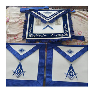 Tablier rond brodé à la main Rite écossais maçonnique ARGENT MASONIC BLUE LODGE OFFICIER JUNIOR WARDEN NOUVELLE QUALITÉ Fabrication - Product Image 4