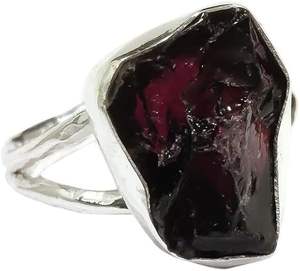 Anillo de Plata de Ley 925 con Granate Natural, Piedra de Nacimiento de Enero, Martillado, Regalo de Cumpleaños, Navidad, Joyería Hecha a Mano - Product Image 1