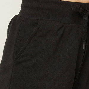 BIG TEN APPAREL Pantalones Cortos de Punto para Mujer, Cintura Media, Cordón Ajustable, Bolsillos, Estilo Casual, Color Negro Sólido, Transpirables, 100% - Product Image 5