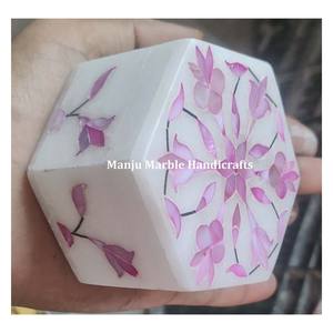 Caja de incrustaciones de mármol con diseño de calidad pulida recién hecha a mano con material de nácar para regalo de almacenamiento de joyas - Product Image 3