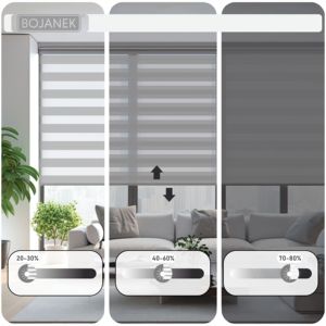 BOJANEK ROLLER ZEBRA Stores verticaux rêveurs jour et nuit en tissu polyester pour la maison et le bureau GRIS GRIN Personnalisable - Product Image 1