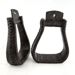 Vente en gros d'étriers de selle en cuir de cheval Étriers à cloche Selle occidentale Étriers confortables pour les courses de barils Équipement de sécurité - Product Image 2