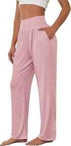 Pantalones de Yoga de pierna ancha para mujer directos de fábrica-Joggers de cintura cruzada de cintura alta personalizados y pantalones de chándal sueltos para yoga y entrenamientos - Product Image 4