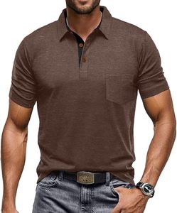 เสื้อโปโลผู้ชายคุณภาพสูงแบบเรียบง่าย สไตล์ลำลอง ปักโลโก้ได้ตามต้องการ มีกระเป๋าเสื้อ สีพื้น แขนสั้น - Product Image 1