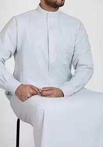 Thobe arabe traditionnel pour homme, en coton et lin uni, robe Abaya à manches longues, poches, style décontracté ethnique Jubba - Product Image 2