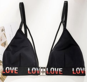 Soutien-gorge à fermeture avant pour femmes BH Soutien-gorge push-up à lettres Coupe triangulaire en V profond Soutien-gorge sans armature pour grandes tailles Haus Industries - Product Image 3