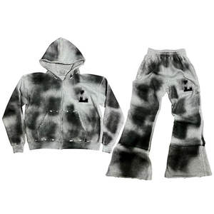 Diseño personalizado, 100% algodón, felpa francesa, ropa deportiva transpirable, conjunto deportivo con estampado serigrafiado, sudadera con capucha y pantalones de chándal de alta calidad - Product Image 1