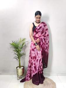 Diseño de tendencia Sybori Print con cinturón de satén Sari listo para fiesta de boda y ropa al aire libre de proveedor indio - Product Image 2