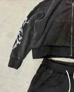 ชุดเซ็ตเสื้อผ้าสองชิ้นคุณภาพดีที่สุด ปี 2026 พร้อมงานปักและประดับคริสตัลแบบกำหนดเอง สไตล์สตรีทแวร์ ผ้าหนา ทรงโอเวอร์ไซส์ - Product Image 2