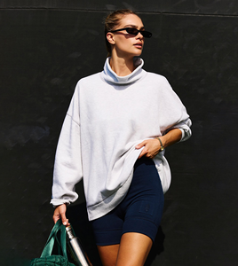 OEM personnalisé de haute qualité femmes col montant surdimensionné polaire coton pull sweat col montant style décontracté pour l'hiver - Product Image 2