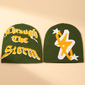 Directo de fábrica al por mayor tejido a mano Jacquard acrílico Beanie sombreros para niños logotipo personalizado y estilo de letra viaje diario - Product Image 6