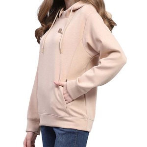Sudadera CON CAPUCHA DE Color sólido de alta calidad para mujer, venta al por mayor, bolsillo de canguro liso, ajustado, informal, poliéster, algodón - Product Image 3