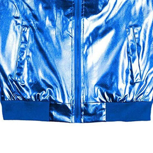 Chaqueta universitaria de satén personalizada de alta calidad 100% poliéster con cremallera frontal Reversible brillante y cuello alto - Product Image 6