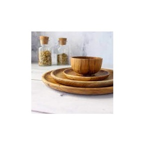 Ensemble de dîner en bois et ensemble d'assiettes avec mini bol spécial cadeau de pendaison de crémaillère et ensemble de dîner en bois - Product Image 4