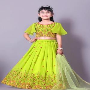Ropa ocasional Georgette con bordado para niños Lehenga Choli Compras en línea a precio mayorista Fabricante de Surat - Product Image 1
