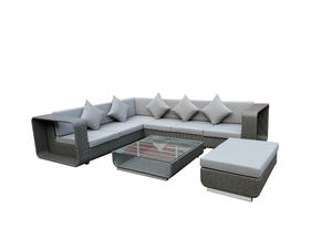 Juego de muebles de exterior de ratán polivinílico de diseño moderno con marco de aluminio Sofás de jardín versátiles para uso en Villa Hotel Patio y taller - Product Image 3