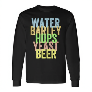 Ingredientes para la elaboración de cerveza: Agua, Cebada, Lúpulo, Levadura, Cerveza Ale, Camiseta de manga larga - Product Image 2