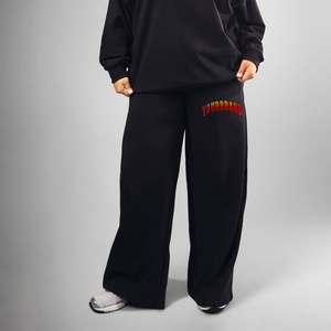 Heavyweight 100% Cotton Wide Leg Ladies Sweatpants Heavyweight 500GSM Cotton Fleece Warm <b>Trouser</b> Oversized <b>Women's</b> Sweat Pants - Product Image 1