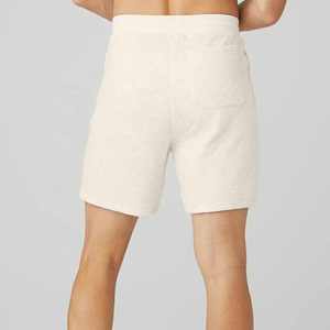 Pantalones cortos deportivos de Jersey de lana con logotipo bordado para hombre, pantalones cortos informales acolchados en blanco con cintura elástica para gimnasio para invierno - Product Image 2