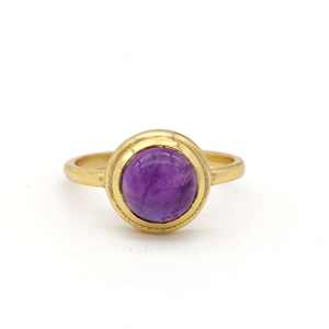 Exclusive Classic 18k Gold Plated <b>Purple</b> Amethyst Gemstone Designer Brass Rings Shape Natural Stone Bezel Setting <b>Jewellery</b> - Product Image 1