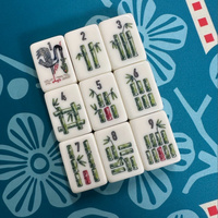 Tuiles de Mahjong en Acrylique Seabird, Design Grue et Heron Blanc Crème, Ensemble Complet de Mahjong Américain Bilingue pour Jeu en Famille