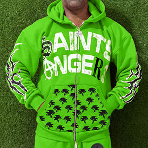 ชุดเซ็ตเสื้อผ้าสตรีทแวร์แบบยูนิเซ็กซ์ ผ้าเฟรนช์เทอร์รี่ฟอกสีแบบแอซิดวอช 2 in 1 ลายเรียบ ชุดวอร์มมีฮู้ดประดับคริสตัล กางเกงขายาวสำหรับฤดูหนาว - Product Image 4