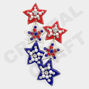 Pendientes de cuentas State Hail para mujer, color patriótico naranja, blanco y azul, para bodas o días conmemorativos - Product Image 6