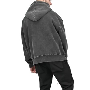 Respirant personnaliser hommes lavé à l'acide sweat à capuche surdimensionné Streetwear Vintage hommes français éponge coton polaire à capuche - Product Image 6