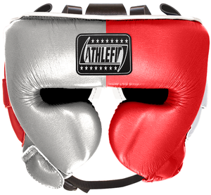 Casco de Kickboxing de cuero de cara completa con estampado personalizado de alta calidad con equipo de boxeo juvenil Chin Guard - Product Image 5