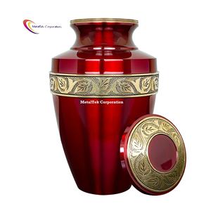 Urna de cremación de latón rojo verde negro brillante para cenizas humanas estilo adulto americano de alta calidad más vendidos urnas funerarias griegas - Product Image 1