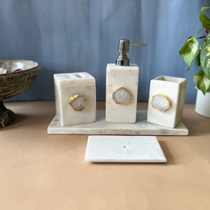 Ensemble de salle de bain en marbre 6 pièces Ensemble de salle de bain personnalisé fait main Ensemble de salle de bain antique au design luxueux Meilleure vente - Product Image 3