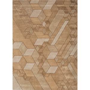 พรมขนสัตว์และวิสโคสทอมือลายเรขาคณิตสีเบจและสีน้ำตาลสำหรับตกแต่งบ้าน-TNQ-3229 - Product Image 1