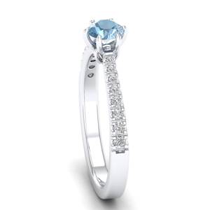 Bague en argent sterling 925 certifiée REYES GRA, taille ronde brillante, 0,5 carat, pierre précieuse aquamarine, moissanite, pour femmes, bijoux - Product Image 3