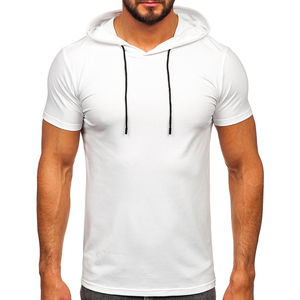 Sweat à capuche personnalisé pour homme, manches courtes, en coton tricoté léger, uni, pour le golf, automne, séchage rapide, respirant - Product Image 1